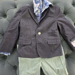Nautica Gray Kids Jacket with Blue Plaid Shirt